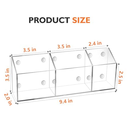 Ameceres Magnetic Pen Holder Classroom Organization Acrylic Marker Holder for Whiteboard Refrigerator Locker Accessories Pencil Dry Erase Marker Basket (3 Compartments * 1) - size: 3 Compartments * 1