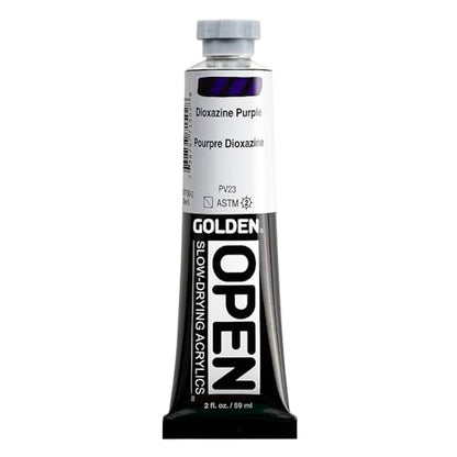 GOLDEN OPEN Slow-Drying Acrylics, Dioxazine Purple, 2 fl oz. tube, Professional Acrylic Paint, Semi-Transparent - color: Dioxazine Purple, size: 2 Fl Oz (Pack of 1)