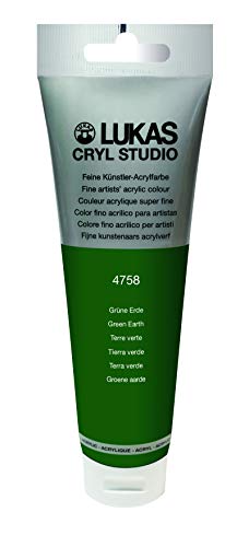 Lukas CRYL Studio Artist Acrylic Paint, Green Earth, 125 ml Tube - High Pigment Acrylic Paints for Canvas Painting, Large Scale Works - Medium-Viscosity, Water-Mixable, Fast Drying - color: Green Earth, size: 4.23 Fl Oz (Pack of 1)