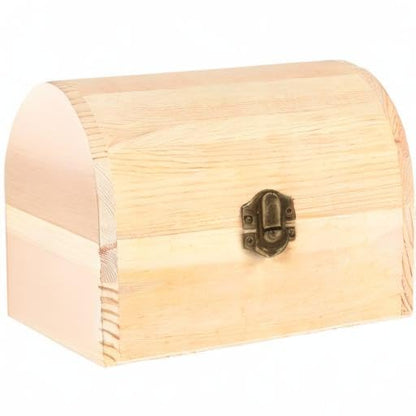 Cabilock Large Wooden Treasure Chest Box Solid Arc Design Storage Chest Box with Buckle 6.29 X 4.72 X 4.52 in Wood for Crafts Trinkets Candy Gift Packaging Home Organization