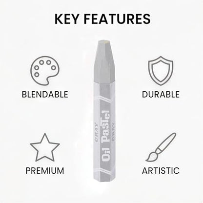 YOKIVE 24Pcs Soft Oil Pastels, Bright Colors Creamy Pastels Stick, Great for Artists Beginners Coloring Sketching (Grey, 2.87x0.43 Inch) - color: Grey