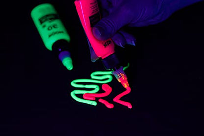 Moon Glow - Neon UV 3D Fabric Paint - 1.01fl oz - Intense Green - Textile paint for clothes, t-shirts, bags, shoes & canvas - color: Intense Green