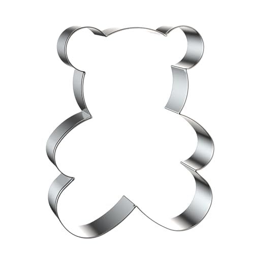 Teddy Bear Cookie Cutter Set - 5 inch, 4 inch, 3 inch, 2 inch - 4 Piece Cartoon Animal Cookie Cutters Shapes Biscuit Fondant Clay Molds - Stainless Steel