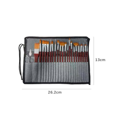 24 Pieces Professional Paint Brush Set for Acrylic Oil Watercolor Gouache Painting, Nylon Bristles, Ergonomic Handles