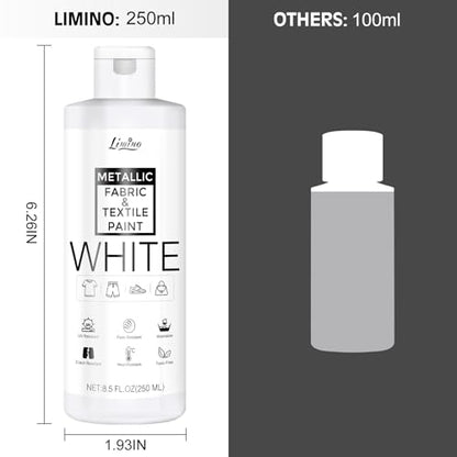 White Fabric Paint - 250ml Textile Paint Permanent for Textile and Leather Clothes, Fabric Coat Paint for DIY Fabric Dye Projects, Washable Clothing Paints for T-shirts, Jeans, Canvas Shoes, Sofa - color: White