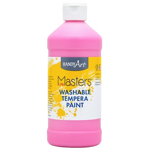 Handy Art Little Masters Washable Tempera Paint, Pink, 16 oz Bottle | Bright & Mixable, High Opacity, Washable Colors for Classroom, Students, Kids, Young Artists, Safe & Non-Toxic, Made in USA - color: Pink, size: 16 Fl Oz (Pack of 1)
