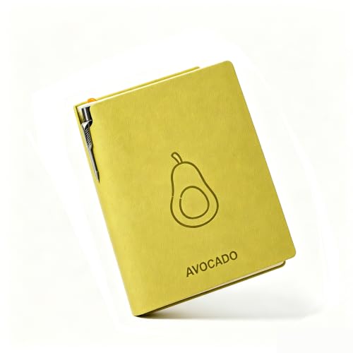 Thick Blank Journal Notebook 400 Pages With Pen Holder ，100gsm Thick Color Paper Fruit A6 Unlined Plain Sketchbook ，No Lines Notebook Soft Leather Unlined Pocket Blank Notebook For Women Drawing Book Memo Writing Sketch Diary 3.9 × 5.5 (Avocado-Green) - s