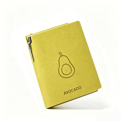 Thick Blank Journal Notebook 400 Pages With Pen Holder ，100gsm Thick Color Paper Fruit A6 Unlined Plain Sketchbook ，No Lines Notebook Soft Leather Unlined Pocket Blank Notebook For Women Drawing Book Memo Writing Sketch Diary 3.9 × 5.5 (Avocado-Green) - s