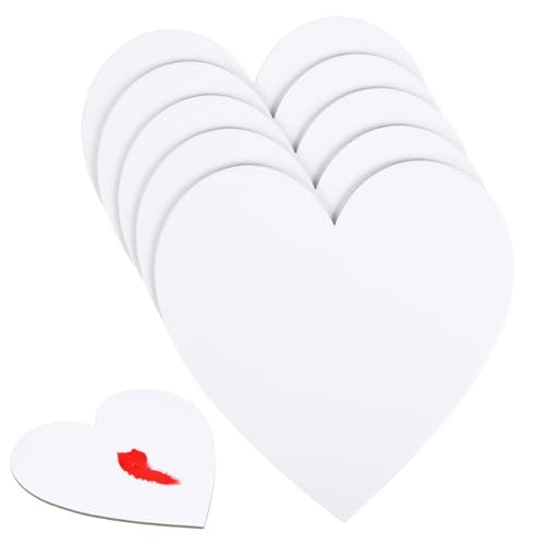 Gadpiparty 5pcs Heart Shaped Canvas Cotton Painting Board Blank Canvas Frame Cotton Panel Boards Art Paintings Board Oil Paint Canvas Sketchpad for Craft (White)