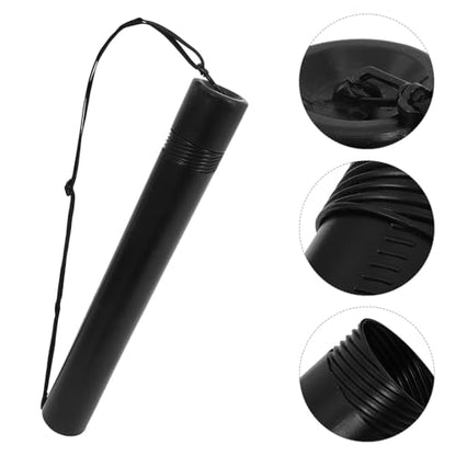 Telescoping Poster Tube with Adjustable Length and Shoulder Strap, Black Artwork Storage Cylinder for Artists Architects and Professionals, Portable Blueprint Document Holder