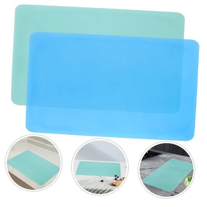 Veemoon 2pcs Silicone Crafts Mat Nonstick Epoxy Art Mats for Diy Projects Heat-resistant Silicone for Resin Jewelry Casting and Table Protection Blue Green