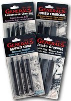 General Pencil 958BP Compressed Charcoal Set - White 4 Piece