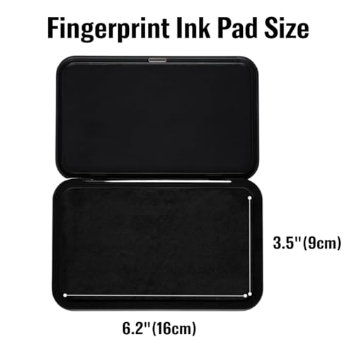 Fingerprint Ink Pad 6-Pack, Ultra-Black Quick-Dry Washable Ink, 10,000+ Crisp Impressions, Large 6.2” Microporous Pad with Snaplock Case, Non-Toxic for Banks, Schools, Legal & Law Enforcement - size: Rectangle Large｜6-Pack