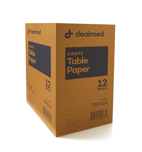 Dealmed Medical Exam Table Paper Roll | Disposable Covers for Doctors, Physicians, Diaper Changing, Waxing, Chiropractor, Tracing, Drawing, Coloring | Crepe, White, 14" x 125', 12 Rolls/Case - color: Crepe White, size: 14" x 125'