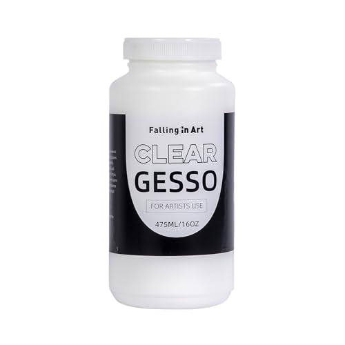 Falling in Art Clear Gesso for Acrylic Painting, Acrylic Gesso Primer for Oil Paints, 16 oz Non-Toxic Canvas Primer Surface Prep Medium - color: Clear