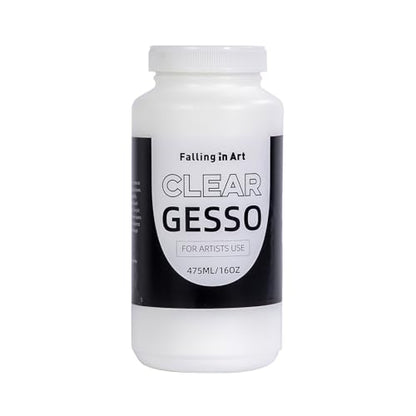 Falling in Art Clear Gesso for Acrylic Painting, Acrylic Gesso Primer for Oil Paints, 16 oz Non-Toxic Canvas Primer Surface Prep Medium - color: Clear