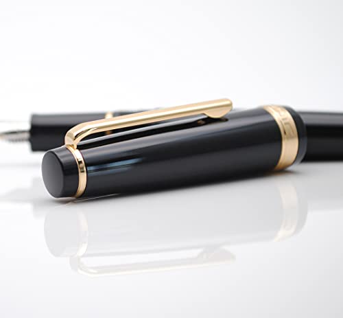 JINHAO 82 Fountain Pen with Gold Clip (F Nib 0.5mm, Black) - color: Black