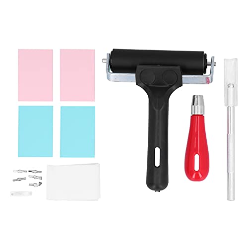 Carving Rubber Stamp Kit Premium Printmaking Printing Mixed Set with 6 Blades Craft Tools Art Supplies for DIY Artists and Hobbyists Rubber Size 15 x 10 x 0.8cm