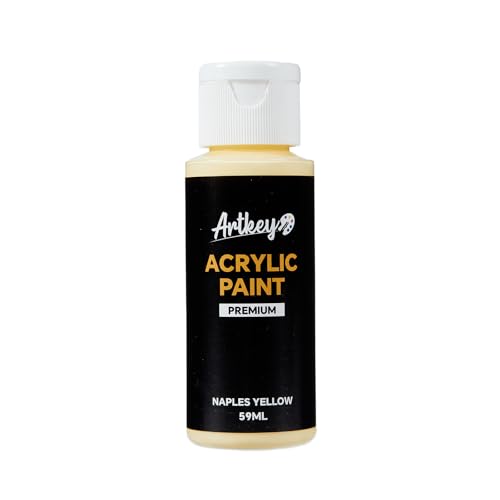 Artkey Naples Yellow Acrylic Paint - 2oz/59ml Acrylic Paints Professional Artists Painting Kit for Canvases Fabric Rock Leather Easter Egg Wood Ceramic Glass Art Craft Painting - color: Naples Yellow, style: Basics