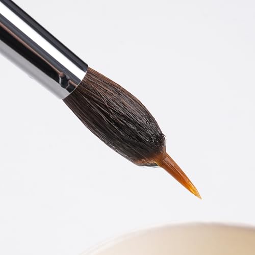 Watercolor Brushes Professional, Fuumuui 6Pcs Extended Needle Point Brushes Synthetic Extra Long Pinhead Brush with Sable Body for Fine Detailing - Watercolor Acrylic Gouache Inks Painting - color: Brown-6pcs