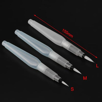 3PCS Water Brush Pen, 155mm/6.10Inch Replaceable Refill Watercolor Brush Pens, Water Brushes for Mixing Colors in Watercolor Painting