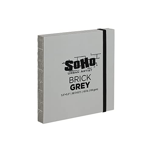 Soho Urban Artist Brick Sketchbook Journals for Sketching, Drawing, Colored Pencils, Graphite, and more - Grey Set of 2-5.5"x5.5" & 5.5"x8.5" (100 GSM, 80 Sheets) - color: Grey, size: 5.5 x 5.5in + 5.5 x 8.5in
