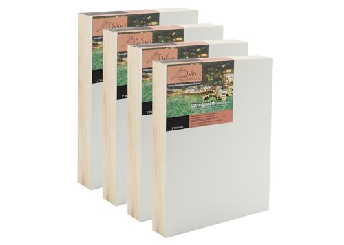 Da Vinci Pro Ultra Smooth Wood Canvas Gesso Board - 2" Deep, 16x16 Pack of 4 White Acrylic Polymer Gesso Panels for Painting Fine Portraits and Ultra Fine Detail Illustrations and Artwork - size: 16x16"