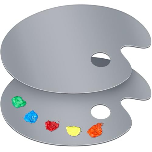 Honoson Large 2 Pack 15.7 x 11.8 Inch Neutral Grey Acrylic Paint Palette with Opaque Paint Pallet, Big Size Easy to Clean Non Stick Artist Pallet for Oil Watercolor Craft DIY Painting Palette (Oval) - size: 11.8 x 15.7 Inch, style: Oval