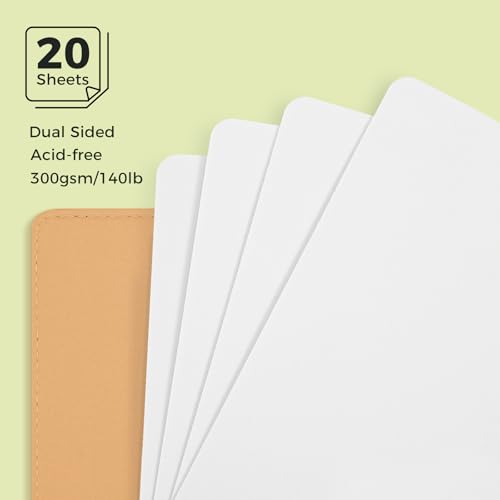 Watercolor Sketchbook,8.2 x 5.5 inch,20 Sheets Hot Press 100% Cotton 300 GSM 140lb,A5 Watercolor Paper for Art Painting, Drawing, Mixed Media - color: green