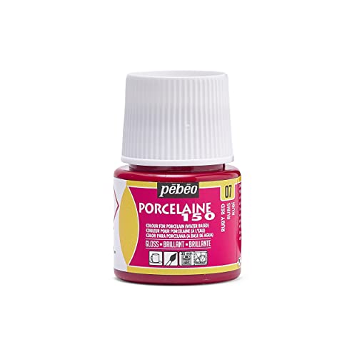 PEBEO Porcelaine 150 Ceramic Paint - Water-Based High-Gloss Color Paints for Porcelain, Premium Art Supplies, Non-Toxic & Heat-Safe, 45 ml Bottle, Ruby Red (024-007) - color: Ruby Red