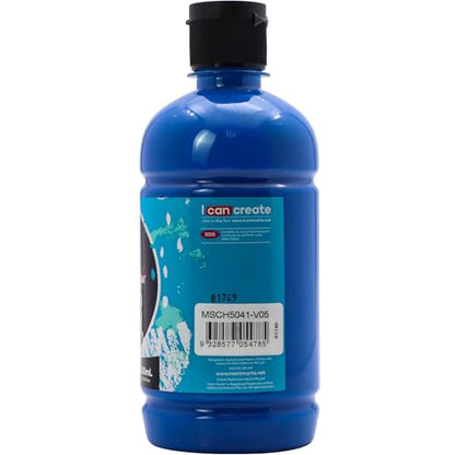 Mont Marte Signature Deep Cyan Acrylic Paint, 16.9oz (500ml), Semi-Matte Finish, Suitable for Canvas, Wood, Fabric, Leather, Cardboard, Paper, MDF and Crafts - color: Deep Cyan, size: 16.9 Fl Oz (Pack of 1)