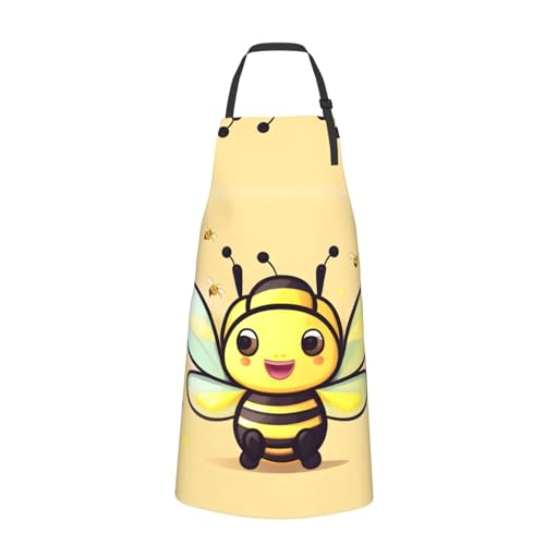 Cartoon heart sun Heavy Duty Waterproof Apron with Pockets for AdultsResistant Grilling, Gardening, Painting - color: Yellow Bee