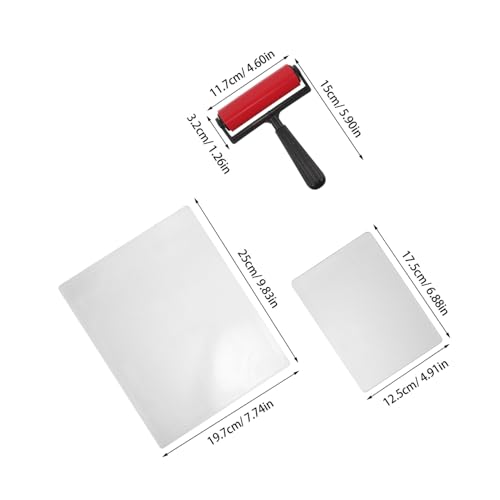 KALLORY Reusable, Distribution Paint Ink Integrated for Brush Even Gel Printing Plate Set with Hand and Roller Plastic and Gel Material for Printmaking Projects and Studios