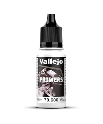 Vallejo - Surface Primer Color | White Acrylic Primer 18 ml (0.6 fl.oz.) | Matte Finish and Fast Drying | Perfect for Airbrushing and Great Adhesion to Figurines and Scale Models - style: White Primer 18 ml. (0.6 fl.oz.)