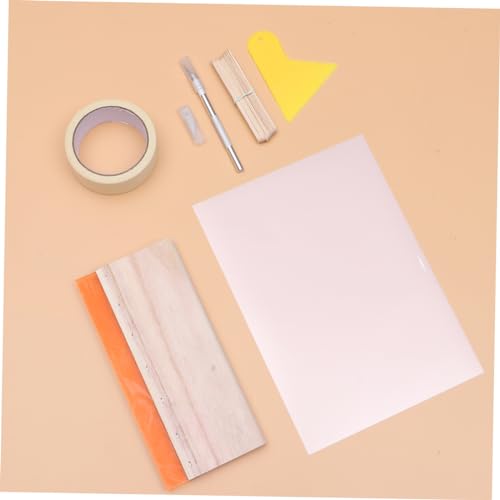 Uonlytech 1Set Silk Screen Printing Complete DIY Kit with Frame Squeegee Scraper Inkjet Transparency Film and Mask Tape for Craft Projects and Pattern Transfer