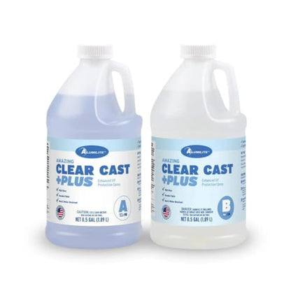 Alumilite Amazing Clear Cast Plus (1 Gal) Food Safe High-Gloss Epoxy Resin with UV Resistance, Perfect for Countertops, Coatings, Castings, Jewelry, Art, & DIY Projects Compatible with Dyes & Inks - size: 1 Gal