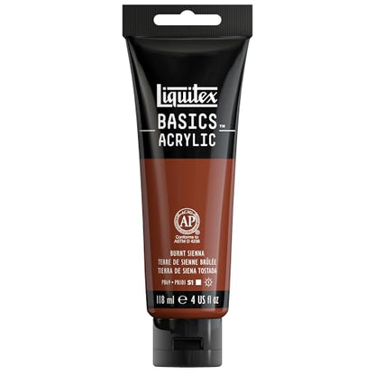 Liquitex BASICS Acrylic Paint, 118ml (4-oz) Tube, Burnt Sienna - color: Burnt Sienna, size: 4 Fl Oz (Pack of 1)