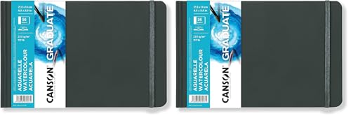 Canson Graduate Watercolor Paper, Hard Cover Art Journal, 8.5x5.5 inches, 28 Sheets — Artist Paper for Paint, Pencil, Ink, Marker, Illustration (Pack of 2) - size: 8.5x5.5 (Pack of 2)