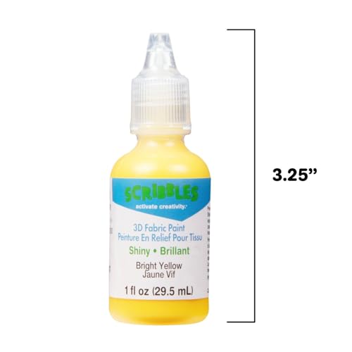 Scribbles 54112 3D Fabric Paint Shiny- Bright Yellow - color: Bright Yellow, size: 1 Fl Oz (Pack of 1)