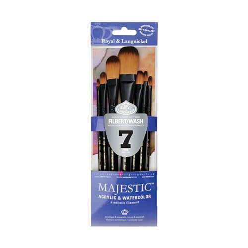 Royal & Langnickel Majestic Filbert and Oval Wash Artist Brush Set, 7-piece - size: Set of 7