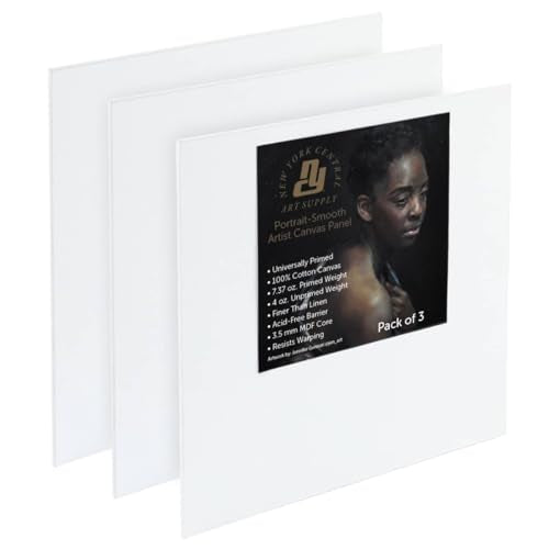 New York Central Portrait-Smooth Artist Canvas Panel 8x8 - Professional Quality 100% Cotton Canvas Panels for Painting - Ideal for Painting, Acrylics, Oils - size: 8x8"