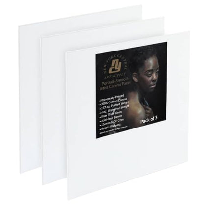 New York Central Portrait-Smooth Artist Canvas Panel 10x10 - Professional Quality 100% Cotton Canvas Panels for Painting - Ideal for Painting, Acrylics, Oils - size: 10x10"