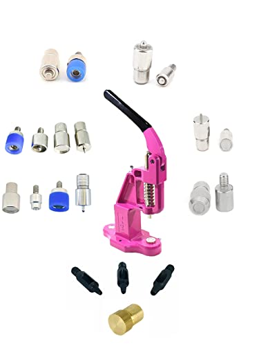 Hobby Trendy Hand Press Set with Hole Punches, Essential Dies for Snap Buttons, Eyelets, Grommets, Rivets Setting (Pink) - color: Pink Press