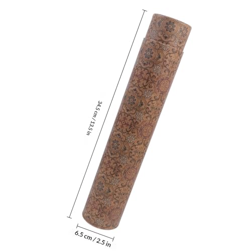 PRETYZOOM Telescoping Calligraphy Roll Storage Tube with Rustic Design, 35cm Extended Length, 6cm Diameter, Art Poster Carrier for Scrolls and Paintings, Reusable Painting Storage Box