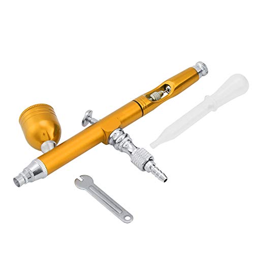 Yosoo Airbrush Kit, Multi-Purpose Feed Dual SpraySet Capacity 0.3MM Spray Kit Tools for Paint Art Tattoo Nail Design(Gold) - color: Gold