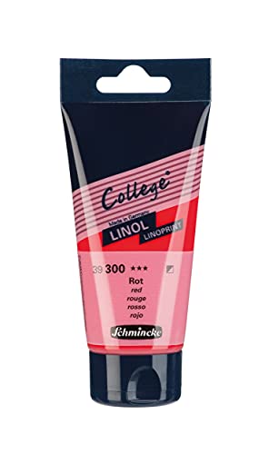 Schmincke - College Linol, artists' lino printing inks, red in 75 ml tube, 39300013, low-odour water-based lino printing ink, lightfast, even print - color: Red, size: 2.54 Fl Oz (Pack of 1)