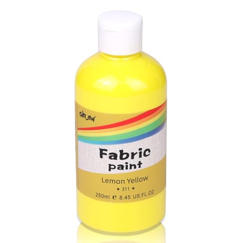 Colorful Permanent Fabric Paint for Furniture, 8.45 oz (250 ml) Fabric Paint for Clothes, Soft Rich Pigment Non-Toxic Textile Paint for Fabric DIY Crafts T-shirts Shoes Jeans DIY for Adult - color: Lemon Yellow, size: 8.3 Fl Oz (Pack of 1)