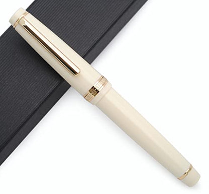 JINHAO 82 Fountain Pen with Gold Clip (F Nib 0.5mm, Ivory White) - color: Ivory White
