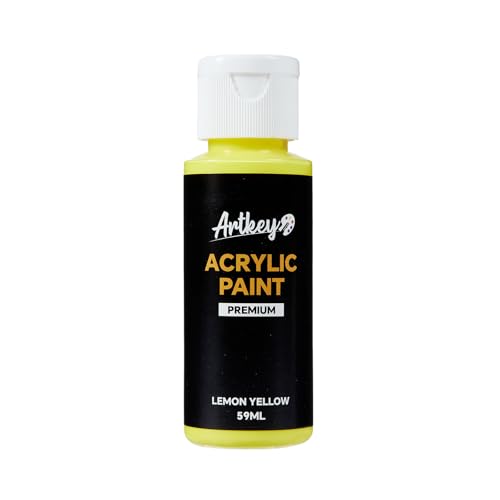 Artkey Lemon Yellow Acrylic Paint - 2oz/59ml Acrylic Paints Professional Artists Painting Kit for Canvases Fabric Rock Leather Easter Egg Wood Ceramic Glass Art Craft Painting - color: Lemon Yellow, style: Basics
