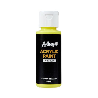 Artkey Lemon Yellow Acrylic Paint - 2oz/59ml Acrylic Paints Professional Artists Painting Kit for Canvases Fabric Rock Leather Easter Egg Wood Ceramic Glass Art Craft Painting - color: Lemon Yellow, style: Basics